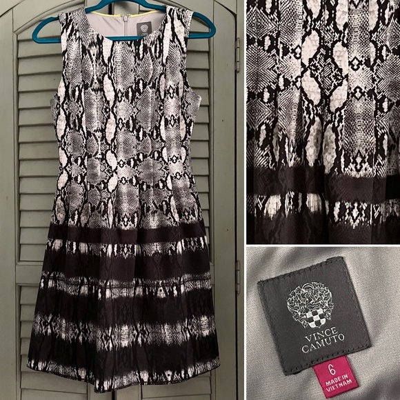 Vince Camuto Abstract Print Dress with Pockets Size 6 - Picture 1 of 14